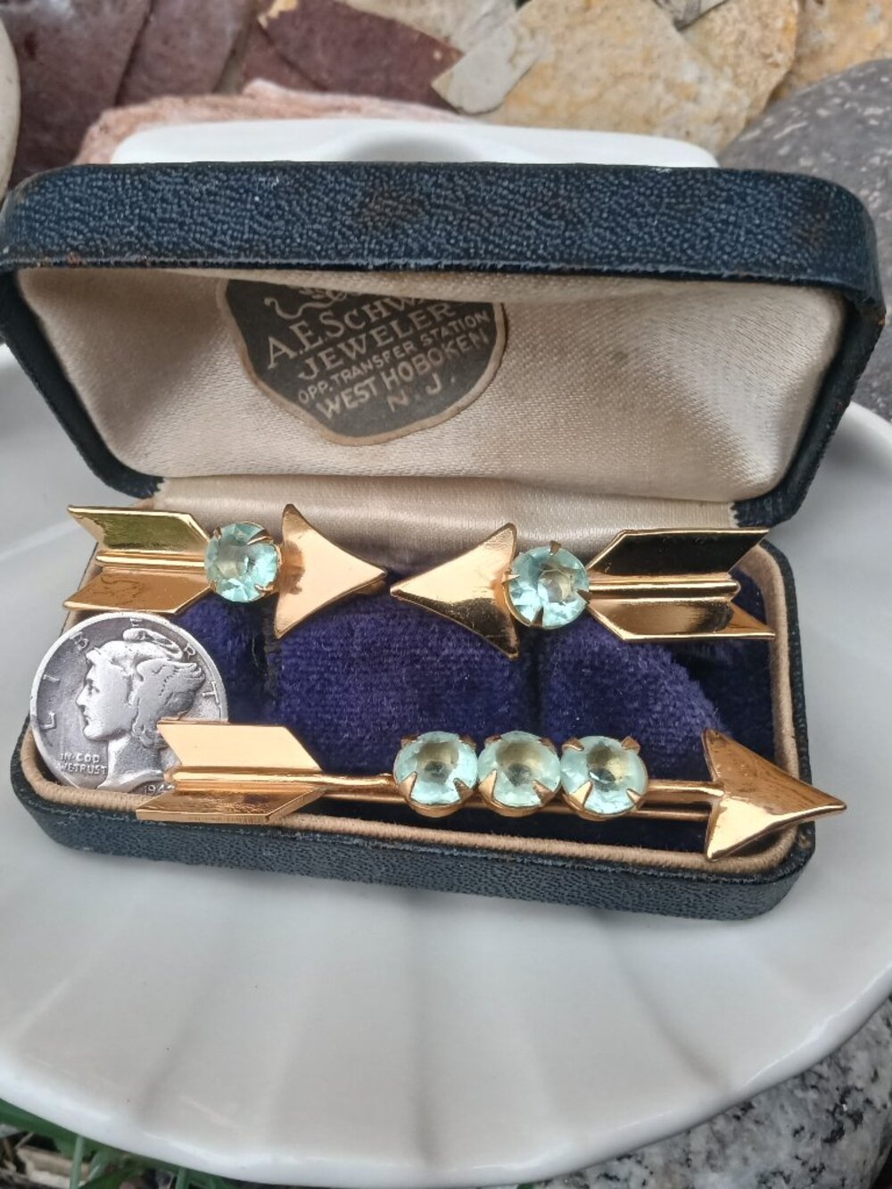 1940's Coro Arrow w/Aquamarine Set